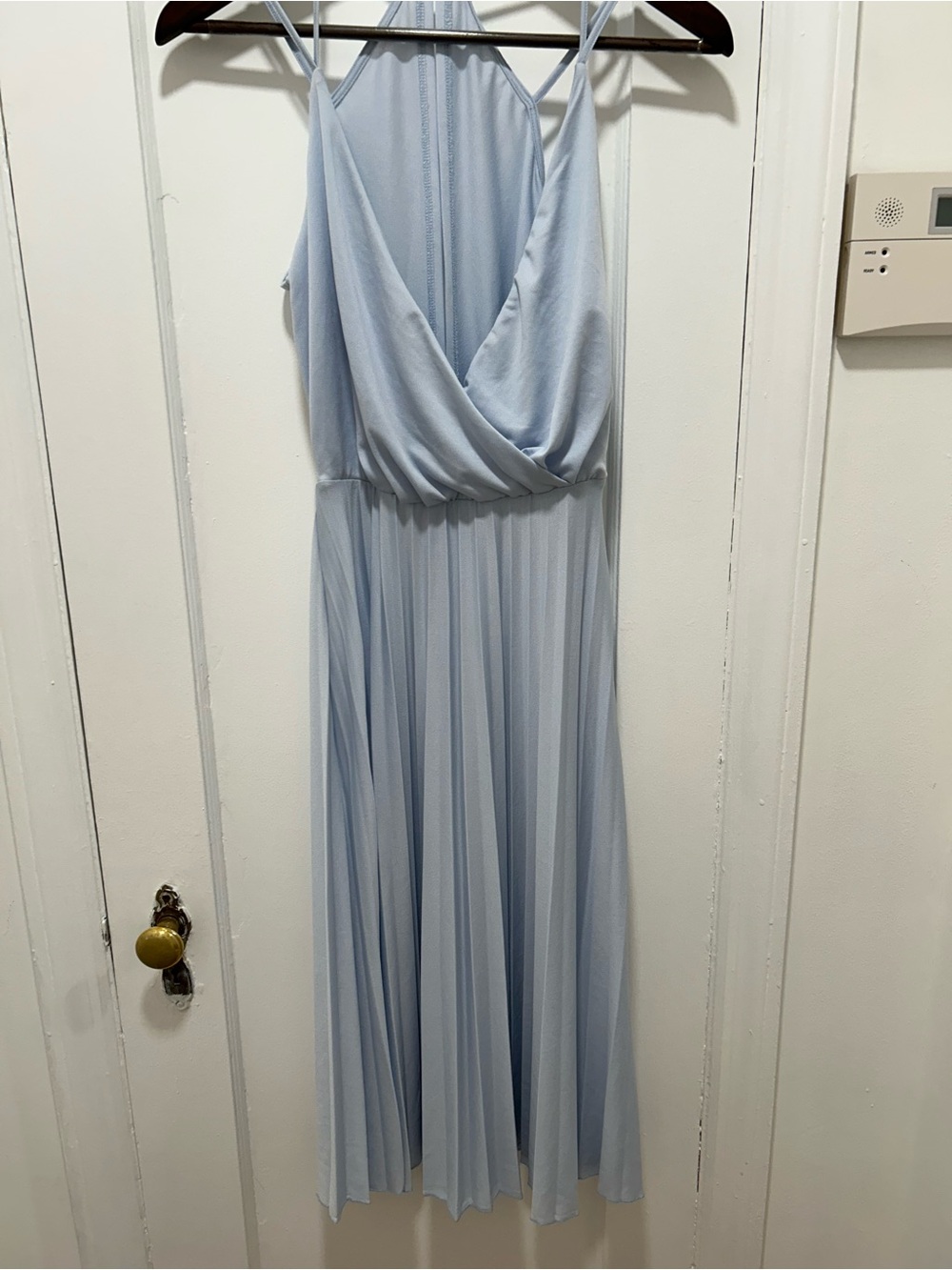 Light Blue Sleeveless Pleated Maxi Dress